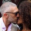 Sortie des mariés lors du Mariage civil de Vincent Cassel et Tina Kunakey à la mairie de Bidart au pays basque le 24 août 2018. © Patrick Bernard / Guillaume Collet / Bestimage