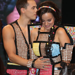 Alizée et son compagnon Grégoire Lyonnet - Défilé du 21ème salon du chocolat à la porte de Versailles à Paris le 27 octobre 2015. © Denis Guignebourg / Bestimage