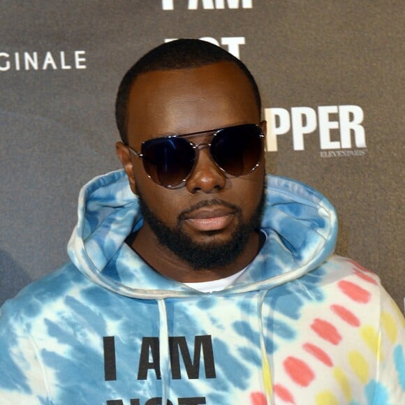 Le rappeur Gims (Maître Gims - Gandhi Djuna) lors de la soirée de lancement de la collection capsule "I'm not a rapper" de la marque Elevenparis (Eleven Paris) à Paris, France, le 11 avril 2019. © Veeren/Bestimage