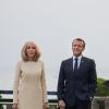Le président français Emmanuel Macron et sa femme la Première Dame Brigitte Macron lors de l'accueil informel au sommet du G7 à Biarritz, France, le 24 août 2019. © Thibaud Moritz/Pool/Bestimage