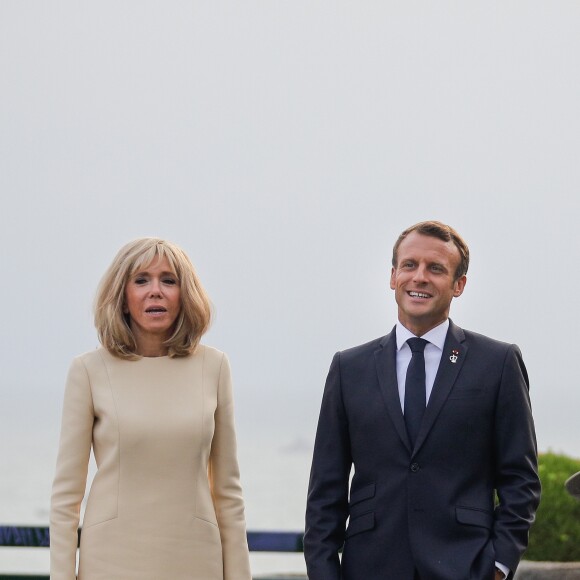 Le président français Emmanuel Macron et sa femme la Première Dame Brigitte Macron lors de l'accueil informel au sommet du G7 à Biarritz, France, le 24 août 2019. © Thibaud Moritz/Pool/Bestimage