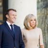 Le président Emmanuel Macron et la première dame Brigitte Macron - Le président de la République française reçoit le premier ministre de la République Hellénique au palais de l'Elysée à Paris le 22 août 2019. © JB Autissier / Panoramic / Bestimage