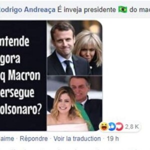 Jair Bolsonaro se moque du physique Macron sur Facebook le 25 août 2019.