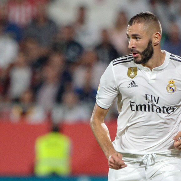 Karim Benzema du Real Madrid - Match du Real Madrid contre le FC Gérone au Stade municipal de Montilivi à Gérone en Espagne, le 26 aout 2018.