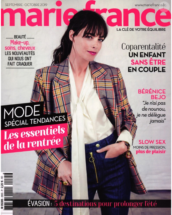 Bérénice Bejo en couverture du magazine Marie France, numéro 285, le 30 août 2019.