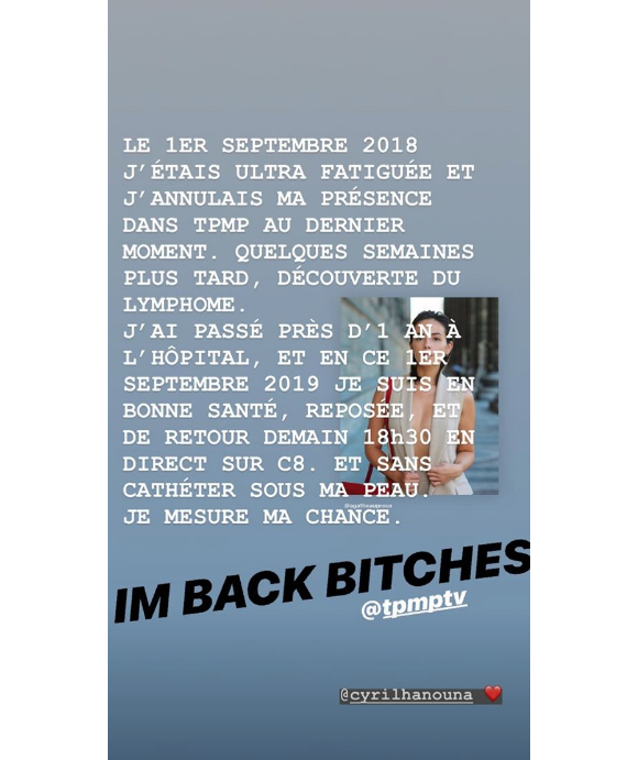 Agathe Auproux sur Instagram- Rentrée sur C8- 2 septembre 2019.