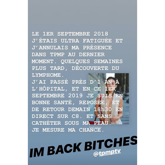 Agathe Auproux sur Instagram- Rentrée sur C8- 2 septembre 2019.