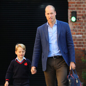 Le prince William, duc de Cambridge, et Catherine (Kate) Middleton, duchesse de Cambridge, accompagnent le prince George et la princesse Charlotte pour leur rentrée scolaire à l'école Thomas's Battersea à Londres, Royaume Uni, le 5 septembre 2019.