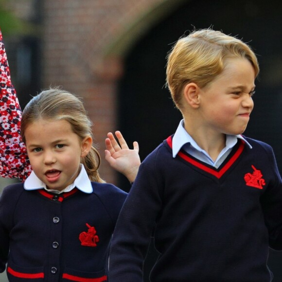 Le prince William, duc de Cambridge, et Catherine (Kate) Middleton, duchesse de Cambridge, accompagnent le prince George et la princesse Charlotte pour leur rentrée scolaire à l'école Thomas's Battersea à Londres, Royaume Uni, le 5 septembre 2019.