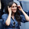 Meghan Markle, duchesse de Sussex, au côté de Anna Wintour, Venus Williams, Patrick Mouratoglou et Alexis Ohanian (le mari de S. Williams) dans les tribunes de la finale femme du tournoi de l'US Open 2019 opposant Serena Williams à Bianca Andreescu (3-6 / 5-7) au Billie Jean King National Tennis Center à New York, le 7 septembre 2019.