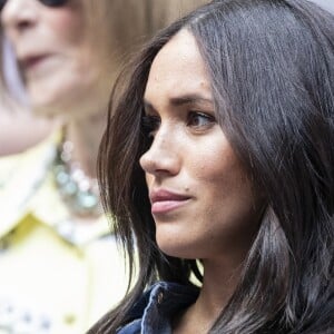 Meghan Markle, duchesse de Sussex, dans les tribunes de la finale femme du tournoi de l'US Open 2019 opposant Serena Williams à Bianca Andreescu au Billie Jean King National Tennis Center à New York, le 7 septembre 2019.