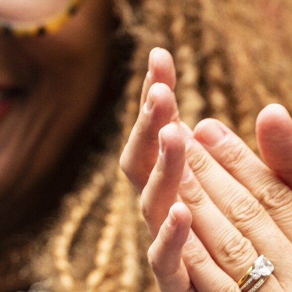 Meghan Markle, duchesse de Sussex, dans les tribunes de la finale femme du tournoi de l'US Open 2019 opposant Serena Williams à Bianca Andreescu au Billie Jean King National Tennis Center à New York, le 7 septembre 2019.