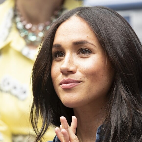 Meghan Markle, duchesse de Sussex, dans les tribunes de la finale femme du tournoi de l'US Open 2019 opposant Serena Williams à Bianca Andreescu au Billie Jean King National Tennis Center à New York, le 7 septembre 2019.