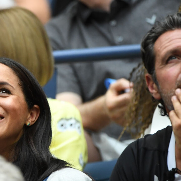 Meghan Markle, duchesse de Sussex, dans les tribunes de la finale femme du tournoi de l'US Open 2019 opposant Serena Williams à Bianca Andreescu au Billie Jean King National Tennis Center à New York, le 7 septembre 2019.