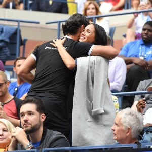 Meghan Markle, duchesse de Sussex, au côté de Anna Wintour, Venus Williams, Patrick Mouratoglou et Alexis Ohanian (le mari de S. Williams) dans les tribunes de la finale femme du tournoi de l'US Open 2019 opposant Serena Williams à Bianca Andreescu (3-6 / 5-7) au Billie Jean King National Tennis Center à New York, le 7 septembre 2019.