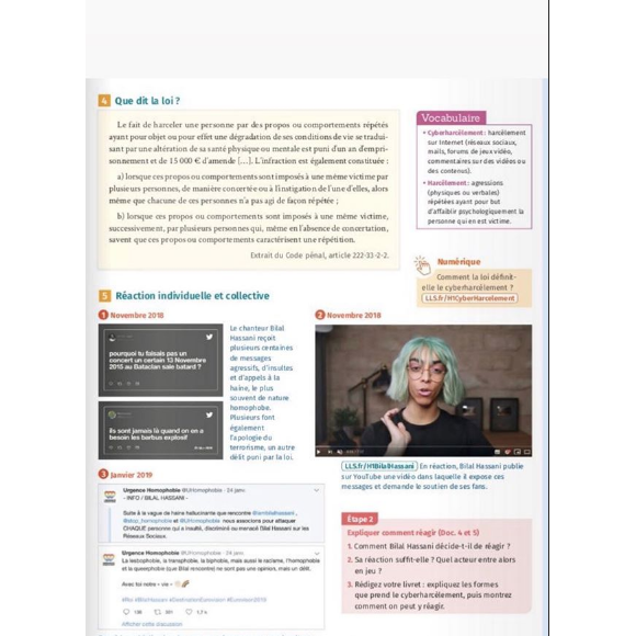 Bilal Hassani figure dans un manuel d'histoire- 9 septembre 2019.
