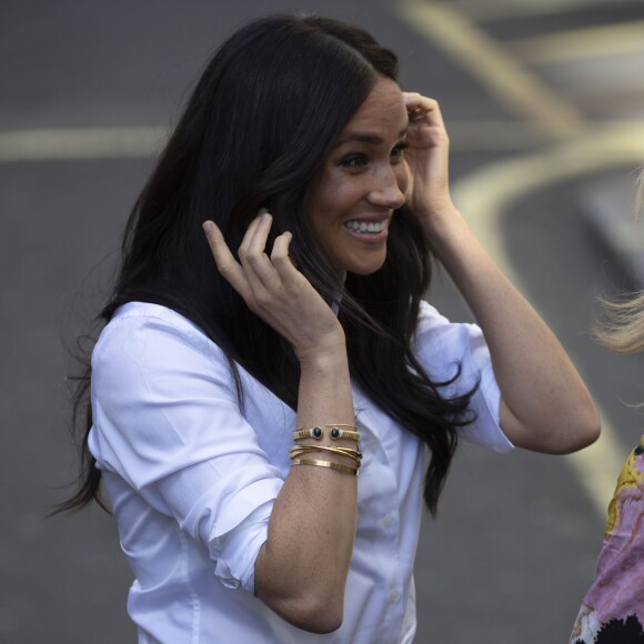 Meghan Markle, duchesse de Sussex arrive au magasin John Lewis sur Oxford Street pour le lancement de sa collection capsule Smart Works à Londres, le 12 septembre 2019.