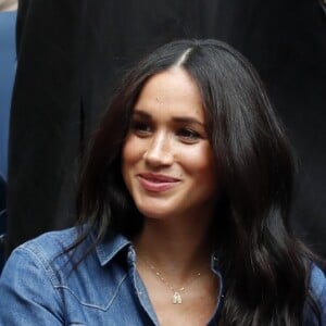 Meghan Markle, duchesse de Sussex, au côté de Anna Wintour, Venus Williams, Patrick Mouratoglou et Alexis Ohanian (le mari de S. Williams) dans les tribunes de la finale femme du tournoi de l'US Open 2019 opposant Serena Williams à Bianca Andreescu (3-6 / 5-7) au Billie Jean King National Tennis Center à New York, le 7 septembre 2019.