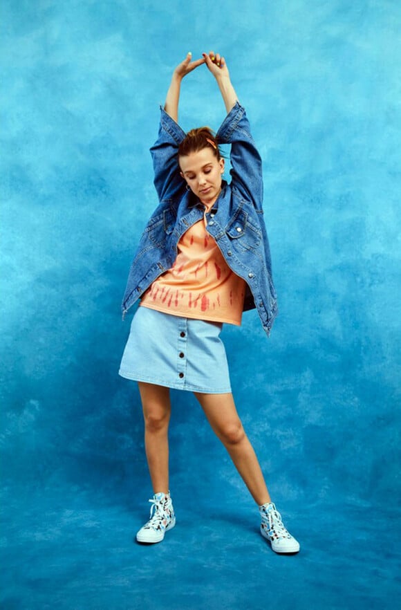 Millie Bobby Brown pose pour la campagne de la collection Converse dont elle a créée de nombreux designs. La star de la série à succès "Stranger things" est la plus jeuneà avoir collaboré avec la marque. Boston. Le 8 juillet 2019