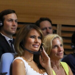 Melania Trump - Conférence de presse commune du président Emmanuel Macron et du président Donald Trump lors du sommet du G7 à Biarritz le 26 août 2019. © Dominique Jacovides / Bestimage