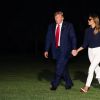 Donald Trump et Melania Trump de retour à la Maison Blanche à Washington, de retour de Biarritz (France) où le président américain a participé au sommet du G7. Washington. Le 26 août 2019.