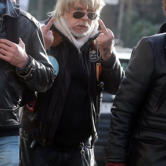 Le chanteur Renaud - Obsèques de Thierry Séchan frère du chanteur Renaud) au cimetière du Montparnasse à Paris le 16 janvier 2019.