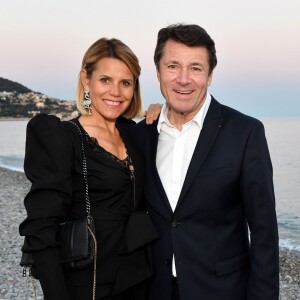 Exclusif - Laura Tenoudji Estrosi et son mari Christian Estrosi, le maire de Nice durant le dîner d'ouverture du 24ème Festival du Livre de Nice à la plage le Galet, le 31 mai 2019. © Bruno Bebert/Bestimage