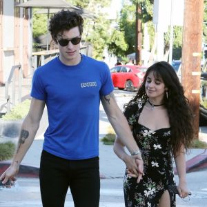 Exclusif - Camila Cabello et son compagnon Shawn Mendes vont faire des courses en amoureux au Erewhon Market dans le quartier de West Hollywood à Los Angeles, le 18 septembre 2019