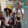 Megan Fox et son mari Brian Austin Green sont allés déjeuner au restaurant mexicain "Los Arroyos Montecito" avec leurs enfants Noah Shannon, Bodhi Ransom et Journey River, le 9 juillet 2017.