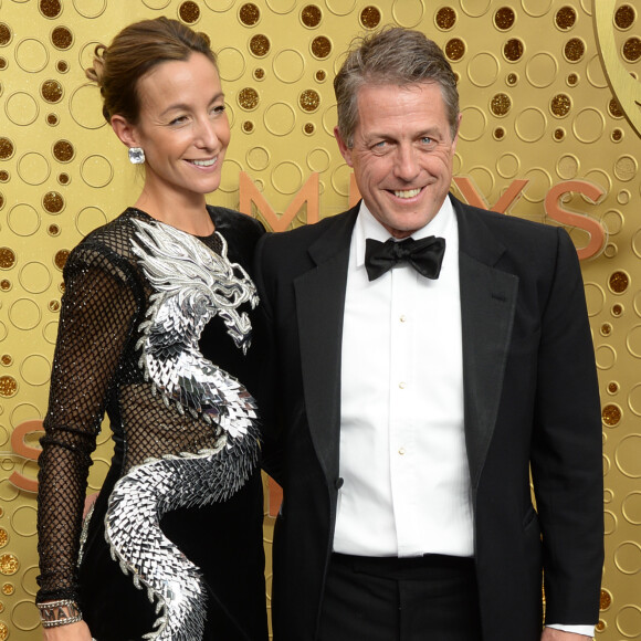 Hugh Grant et sa femme Anna Elisabet Eberstein aux Emmy Awards à Los Angeles, le 22 septembre 2019.