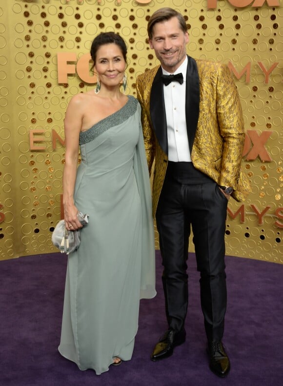 Nikolaj Coster-Waldau et sa femme Nukaaka Coster-Waldau aux Emmy Awards à Los Angeles, le 22 septembre 2019.