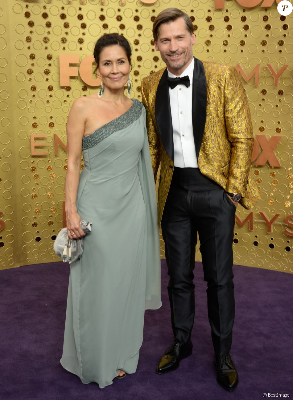 Nikolaj Coster-Waldau et sa femme Nukaaka Coster-Waldau aux Emmy Awards à Los Angeles, le 22 septembre 2019.