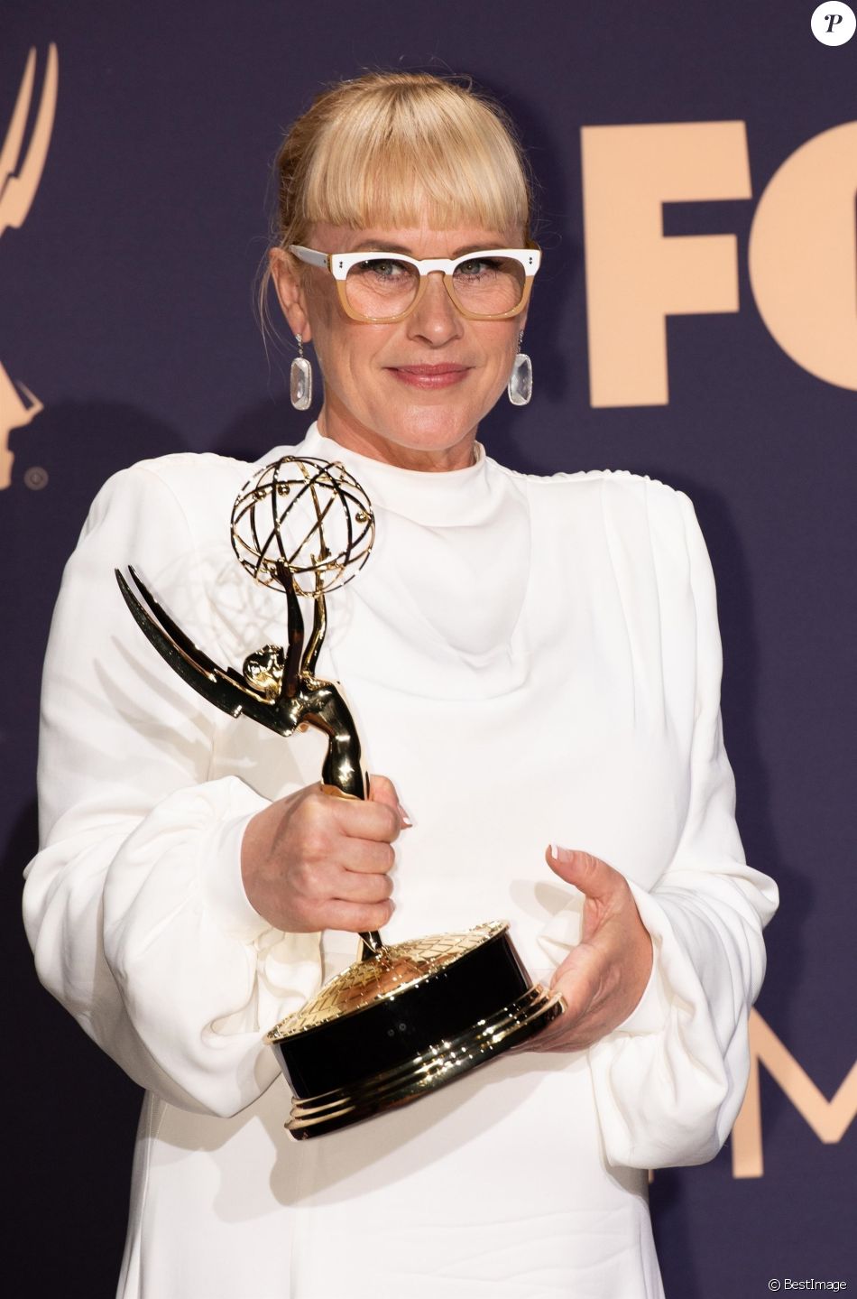 Patricia Arquette à la press room du 71ème Emmy Awards au théâtre The Microsoft à Los Angeles, le 22 septembre 2019