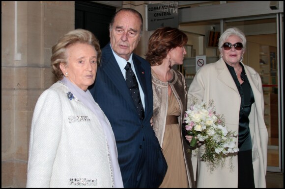 Bernadette Chirac, Jacque Chirac, Claude Chirac, Line Renaud - Mariage de Claude Chirac et Frédéric Salat Baroux à la mairie du 6e arrondissement de Paris le 11 février 2011.