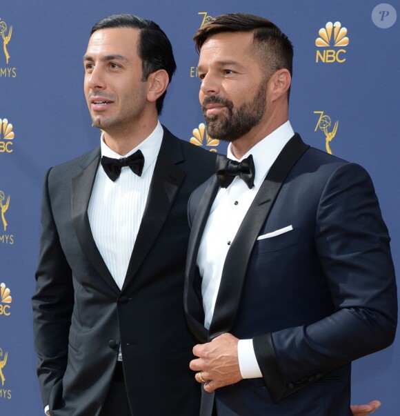 Ricky Martin et son mari Jwan Yosef au 70ème Primetime Emmy Awards au théâtre Microsoft à Los Angeles, le 17 septembre 2018
