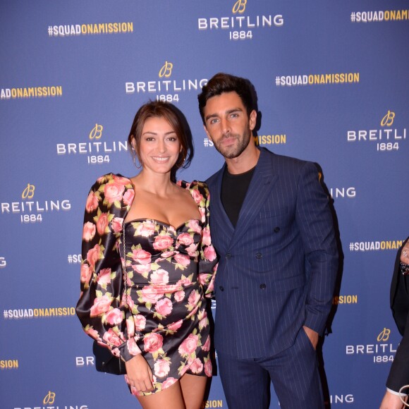 Valentin Léonard et sa compagne Rachel Legrain-Trapani (Miss France 2007) lors de la soirée de réouverture de la boutique "Breitling", située rue de la Paix. Paris, le 3 octobre 2019. © Rachid Bellak/Bestimage