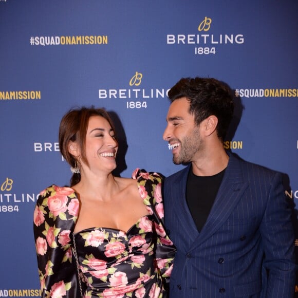 Valentin Léonard et sa compagne Rachel Legrain-Trapani (Miss France 2007) lors de la soirée de réouverture de la boutique "Breitling", située rue de la Paix. Paris, le 3 octobre 2019. © Rachid Bellak/Bestimage