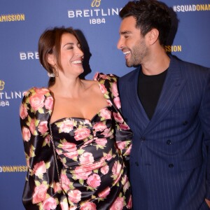 Valentin Léonard et sa compagne Rachel Legrain-Trapani (Miss France 2007) complices lors de la soirée de réouverture de la boutique "Breitling", située rue de la Paix. Paris, le 3 octobre 2019. © Rachid Bellak/Bestimage