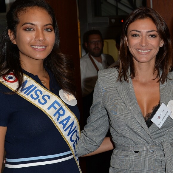Vaimalama Chaves, Miss France 2019, Rachel Legrain-Trapani ,Camille Cerf et Sophie Thalmann à l'opération Charity Day chez Aurel BCG partners à Paris le 11 septembre 2019. © Veeren / Bestimage