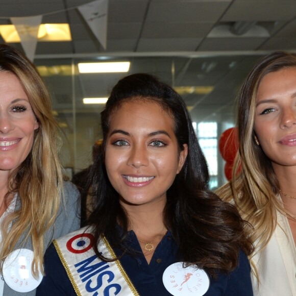 Sophie Thalmann,Vaimalama Chaves, Miss France 2019 et Camille Cerf à l'opération Charity Day chez Aurel BCG partners à Paris le 11 septembre 2019. © Veeren / Bestimage