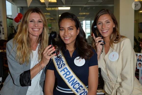 Sophie Thalmann, Vaimalama Chaves, Miss France 2019 et Camille Cerf à l'opération Charity Day chez Aurel BCG partners à Paris le 11 septembre 2019. © Veeren / Bestimage
