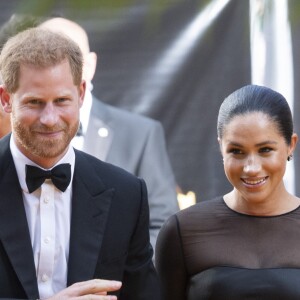 Le prince Harry, duc de Sussex, et Meghan Markle, duchesse de Sussex, à la première du film "Le Roi Lion" à Londres, le 14 juillet 2019.