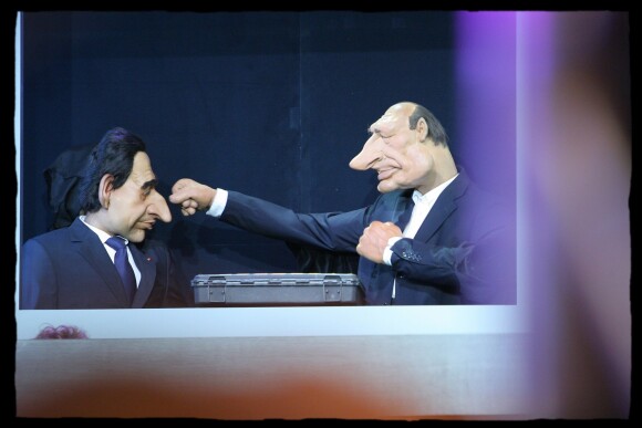 Les marionnettes de Nicolas Sarkozy et de Jacques Chirac, sur le plateau des "Guignols de l'Info" de Canal Plus, à Paris, le 16 juin 2007. © Alain Guizard/Bestimage