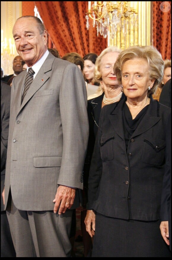 Jacques et Bernadette Chirac - Palais de l'Élysée, le 13 avril 2007.