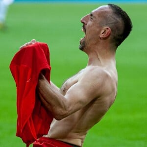 Franck Ribéry célèbre le titre de champion d'Allemagne et son dernier match sous les couleurs du Bayern de Munich, le 18 Mai 2019.