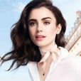 L'actrice et mannequin Lily Collins, 30 ans, égérie de la nouvelle campagne du parfum de Lancôme. Paris, le 6 juin 2019.