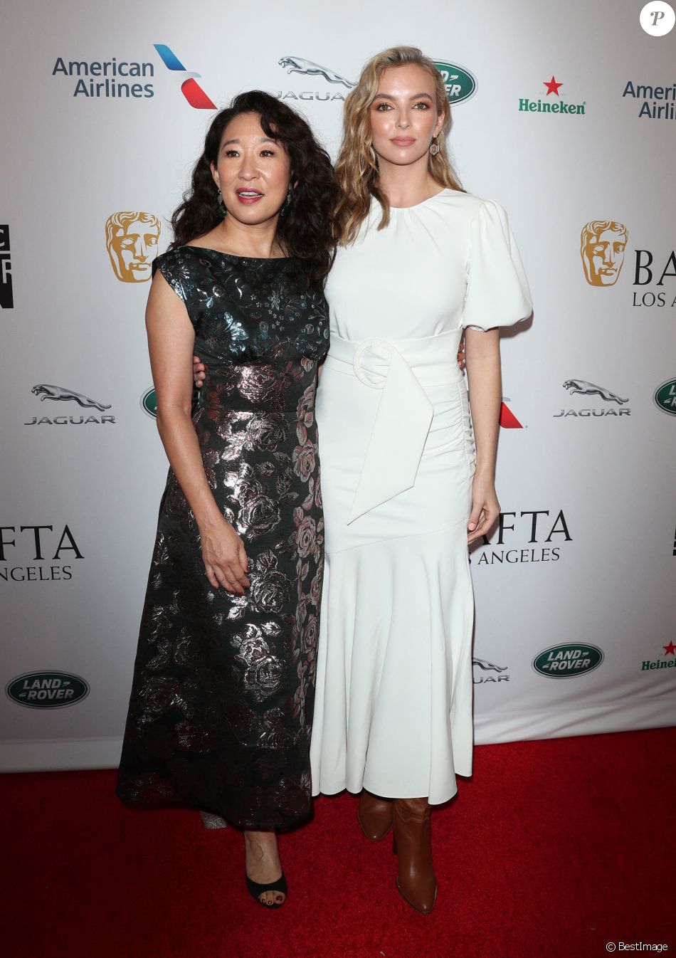 Sandra Oh, Jodie Comer - Tapis rouge de la soirée BBC America TV à Los