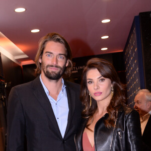 Camille Lacourt et sa compagne Alice Detollenaere (Miss Bourgogne 2010) lors de la soirée de réouverture de la boutique "Breitling", située rue de la Paix. Paris, le 3 octobre 2019. © Rachid Bellak/Bestimage