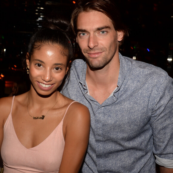 Exclusif - Camille Lacourt et Hajiba Fahmy à la soirée "D'pendanse" organisée au restaurant "La Gioia" au VIP Room à Paris, le 4 octobre 2017. © Rachid Bellak/Bestimage