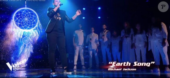 Mathias, le Talent d'Amel Bent, lors de la demi-finale de "The Voice Kids 2019", le 18 octobre 2019, sur TF1
